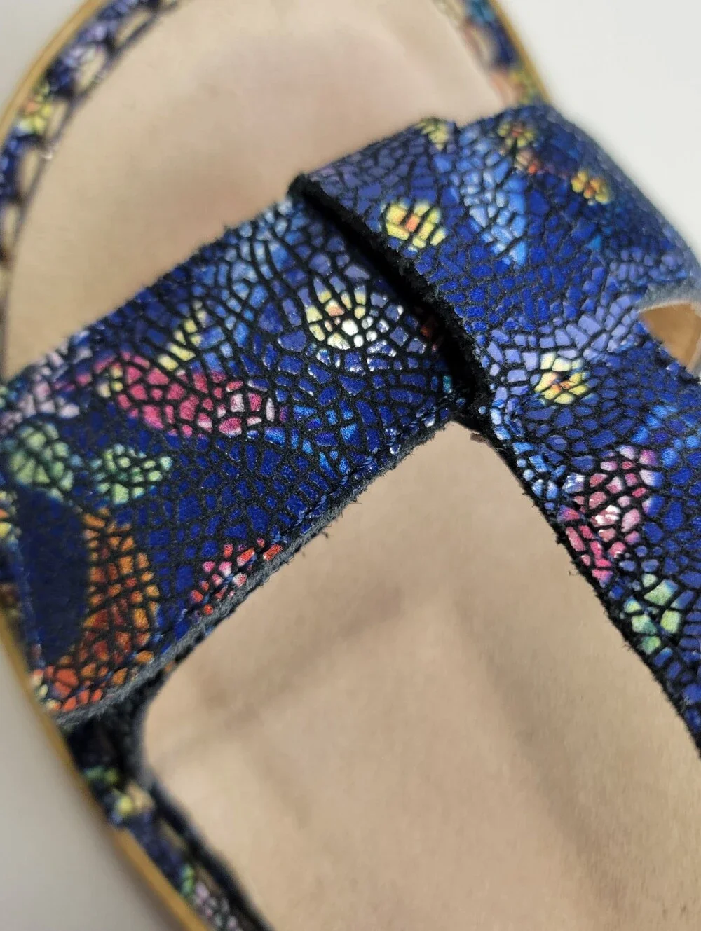 Alegria Women’s Kendra Leather Sandals Birdland Mosaic Adjustable EU37/US 7-7.5
